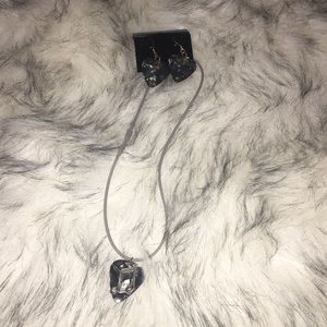 Guitar pick necklace and earrings set